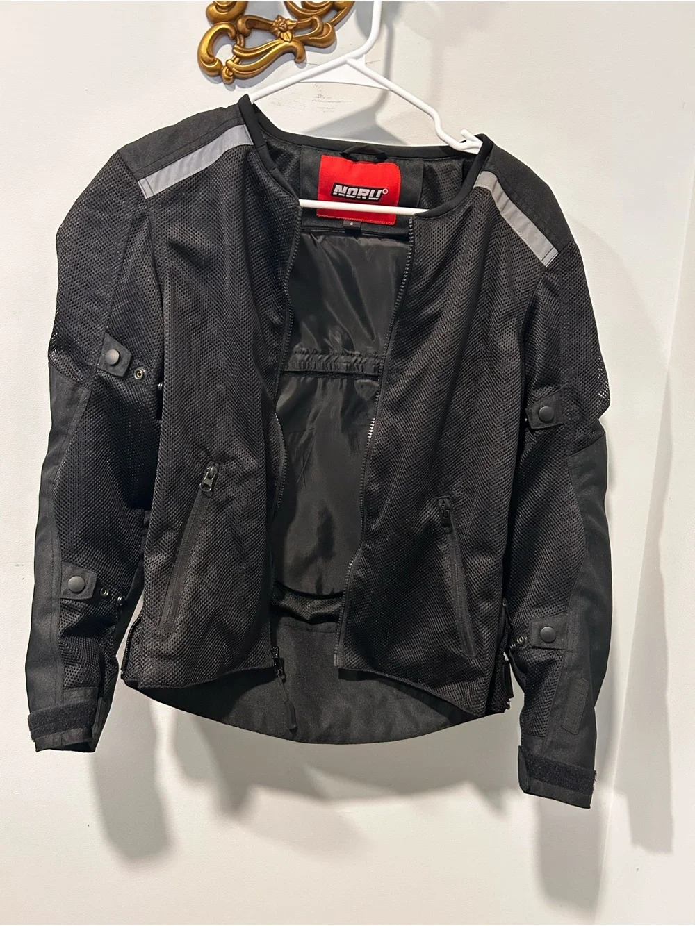 NORU Motorcycle Mesh Jacket Black Size S - Clean With 5 Armor Pads Included